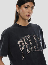 Leopard Collegiate Tee | Vintage Black