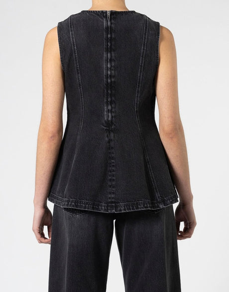 Lucille Denim Top | Vintage Black