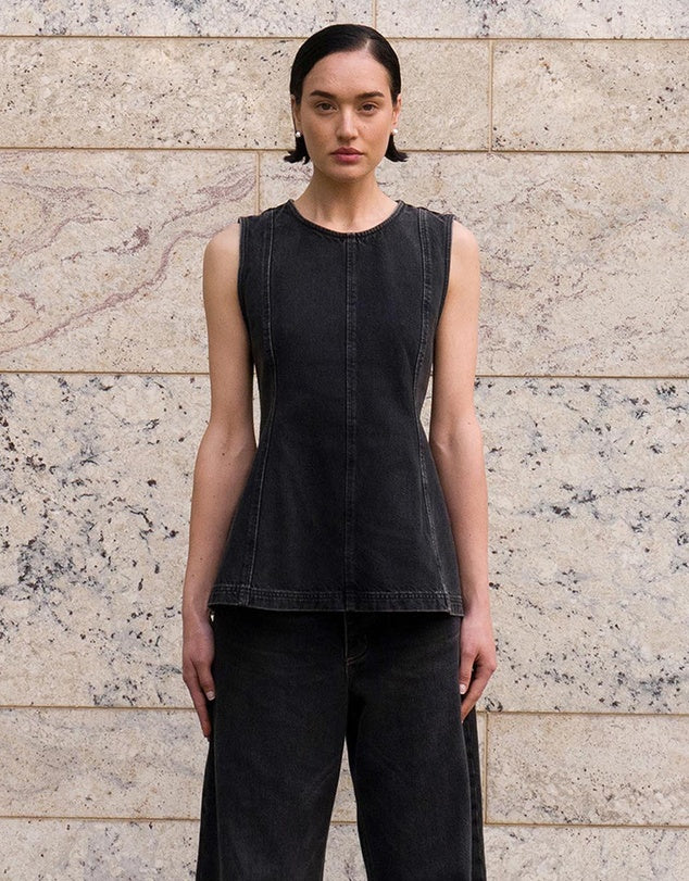 Lucille Denim Top | Vintage Black
