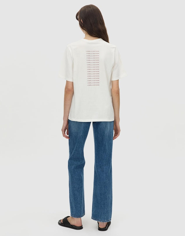 Olympia Print Tee | Soft White/Red