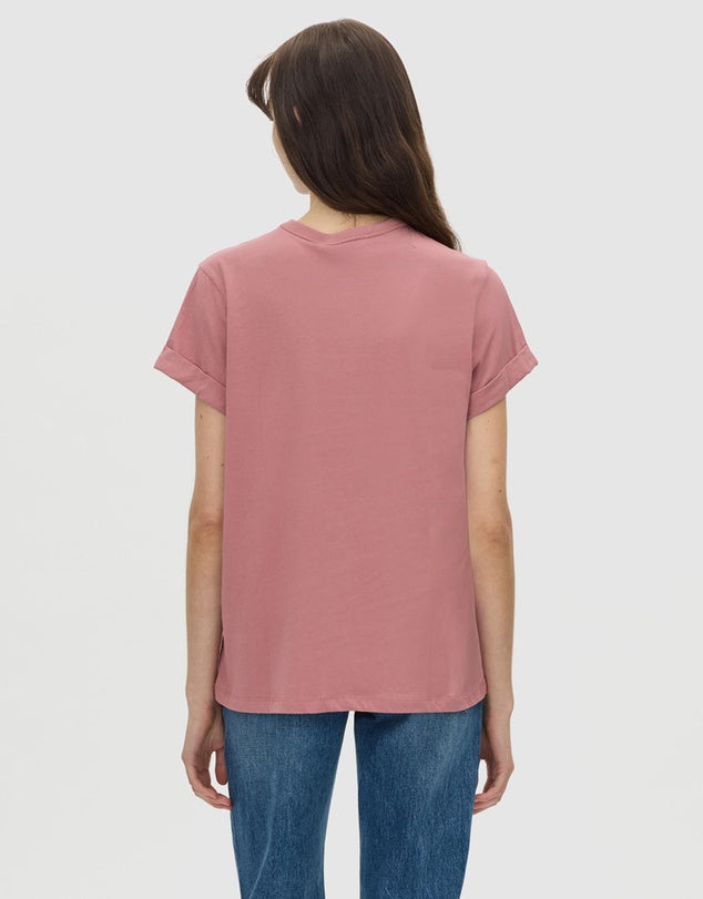 Birdie Embroidered Tee | Rose Pink
