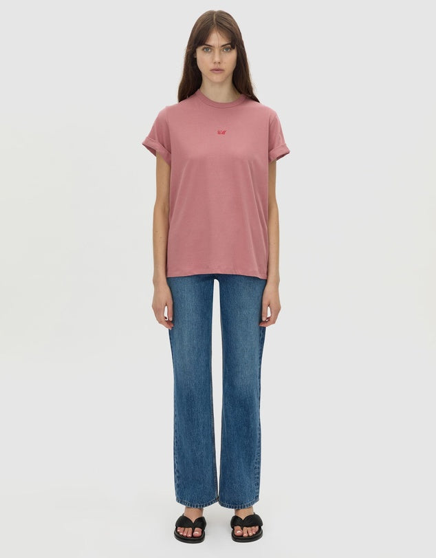Birdie Embroidered Tee | Rose Pink