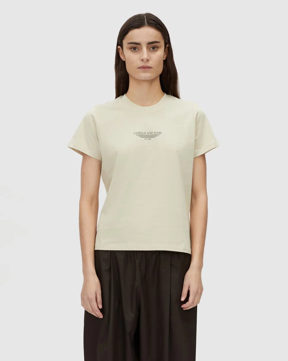 Janice Neat Fit Logo Tee | Stone