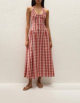 Del Ros Midi Dress | Check Terra Rosso