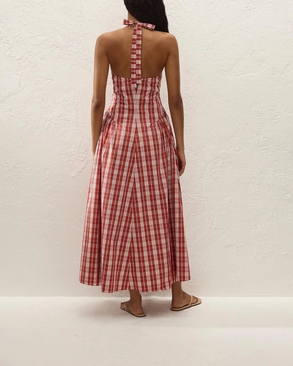 Del Ros Midi Dress | Check Terra Rosso