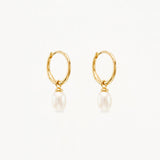 Live In Peace Pearl Hoop Earrings | Gold