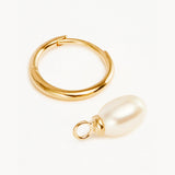 Live In Peace Pearl Hoop Earrings | Gold