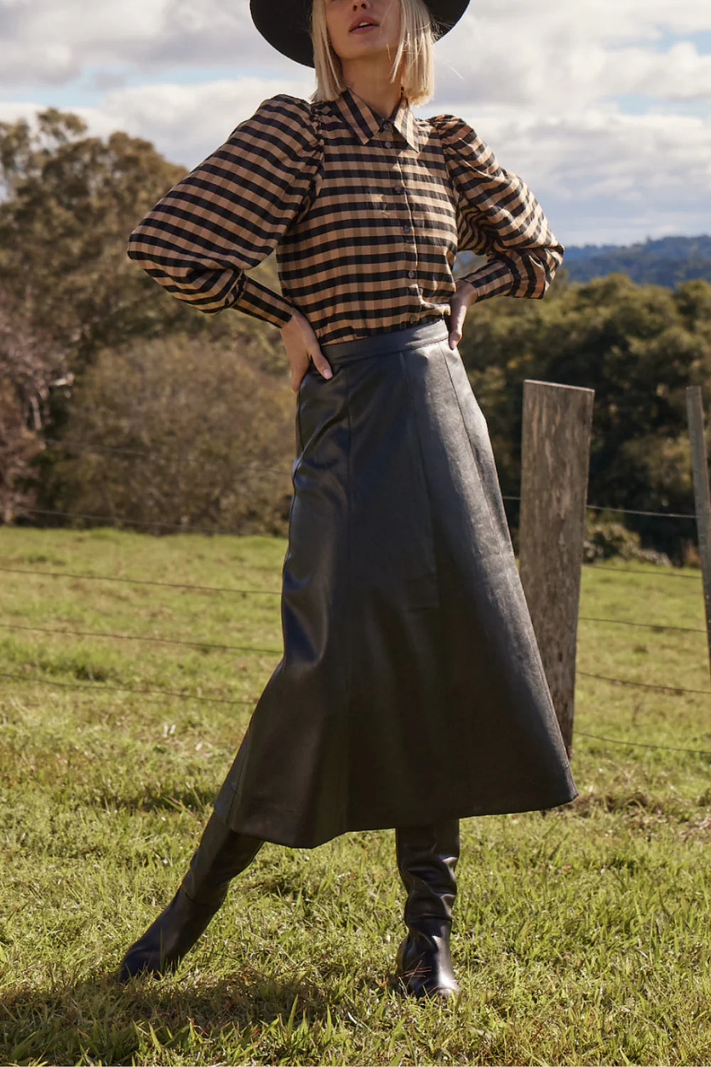 Mirage Top | Toffee Black Check