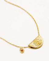 18k Gold Vermeil Lotus Birthstone Necklace - November - Citrine
