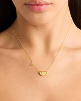 18k Gold Vermeil Lotus Birthstone Necklace - November - Citrine