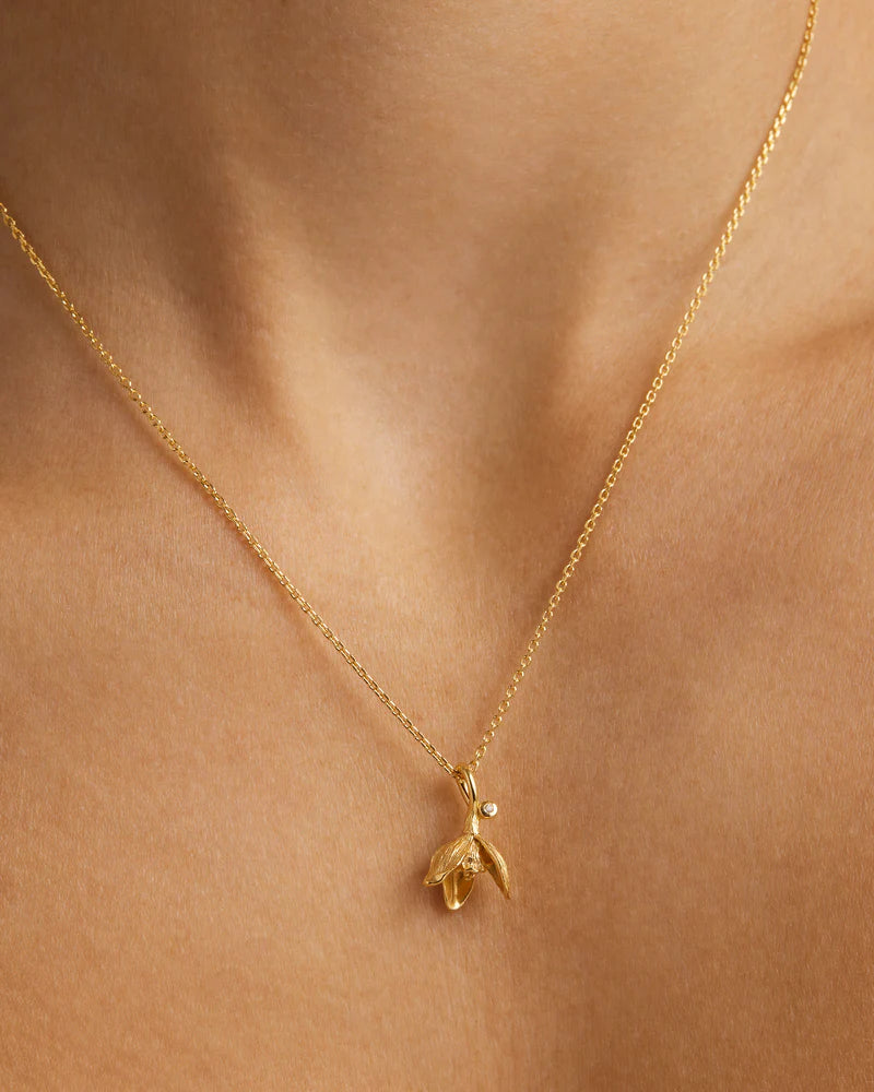 18k Gold Vermeil Birth Flower Necklace - Snowdrop January