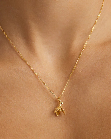 18k Gold Vermeil Birth Flower Necklace - Snowdrop January