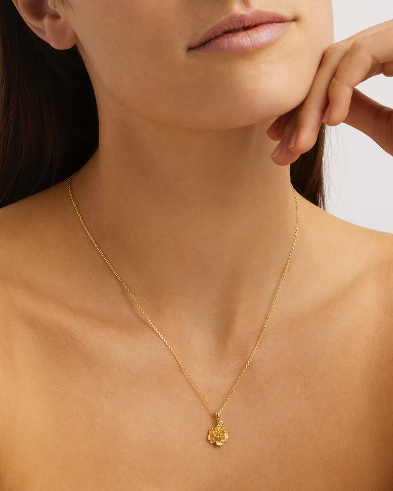 18k Gold Vermeil Birth Flower Necklace - Peony November