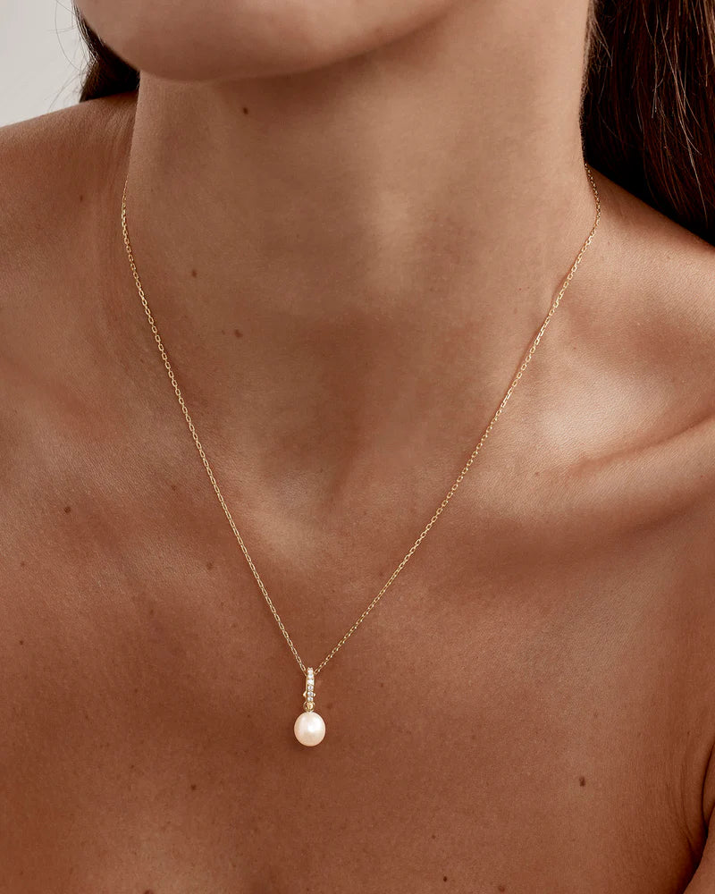 18K Gold Vermeil Love With Grace Lab-Grown Diamond Pearl Necklace