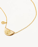 18k Gold Vermeil Lotus Birthstone Necklace - April - White Topaz