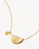 18K Gold Vermeil Lotus Birthstone Necklace - June - Moonstone
