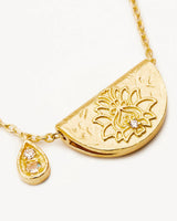 18K Gold Vermeil Lotus Birthstone Necklace - June - Moonstone