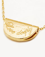 18K Gold Vermeil Lotus Birthstone Necklace - June - Moonstone