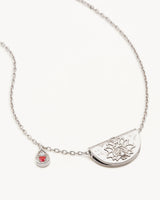 Sterling Silver Lotus Birthstone Necklace - October Pink Tourmaline