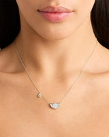 Sterling Silver Lotus Birthstone Necklace - October Pink Tourmaline