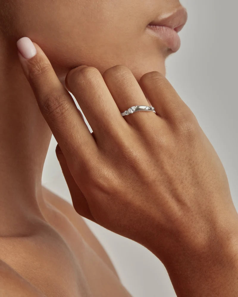 Silver Chasing Tides Ring