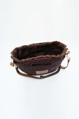 Leather Trimmed Raffia Mini | Cocoa