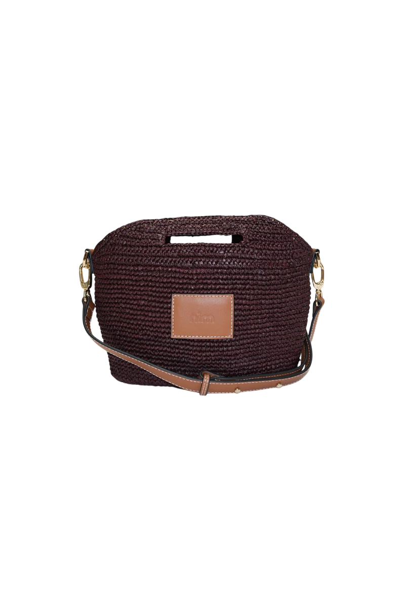 Leather Trimmed Raffia Mini | Cocoa