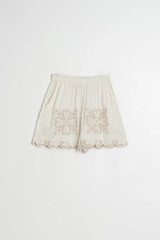 Scalloped Embroidery Short | Ecru