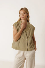 Diplomatic Striped Vest | Khaki