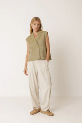 Diplomatic Striped Vest | Khaki