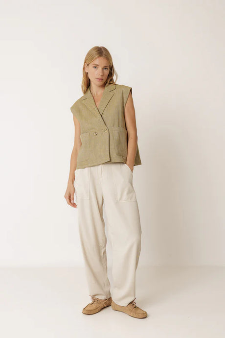 Diplomatic Striped Vest | Khaki
