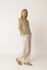 Diplomatic Striped Vest | Khaki