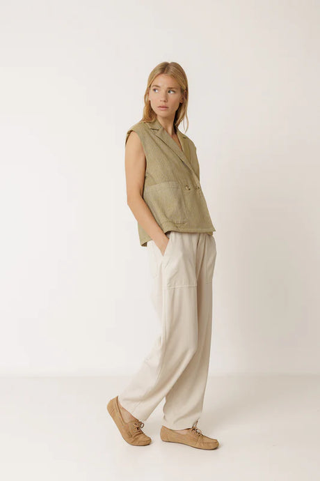 Diplomatic Striped Vest | Khaki