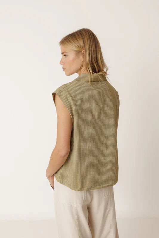 Diplomatic Striped Vest | Khaki
