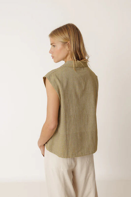Diplomatic Striped Vest | Khaki