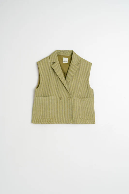 Diplomatic Striped Vest | Khaki