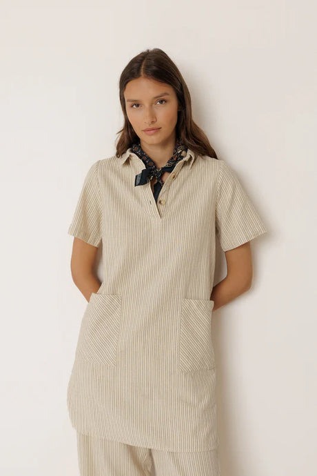 Polo-Collar Dress | Ecru
