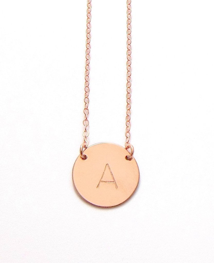 The Chloe - Large Initial Necklace - Rose Gold Misuzi